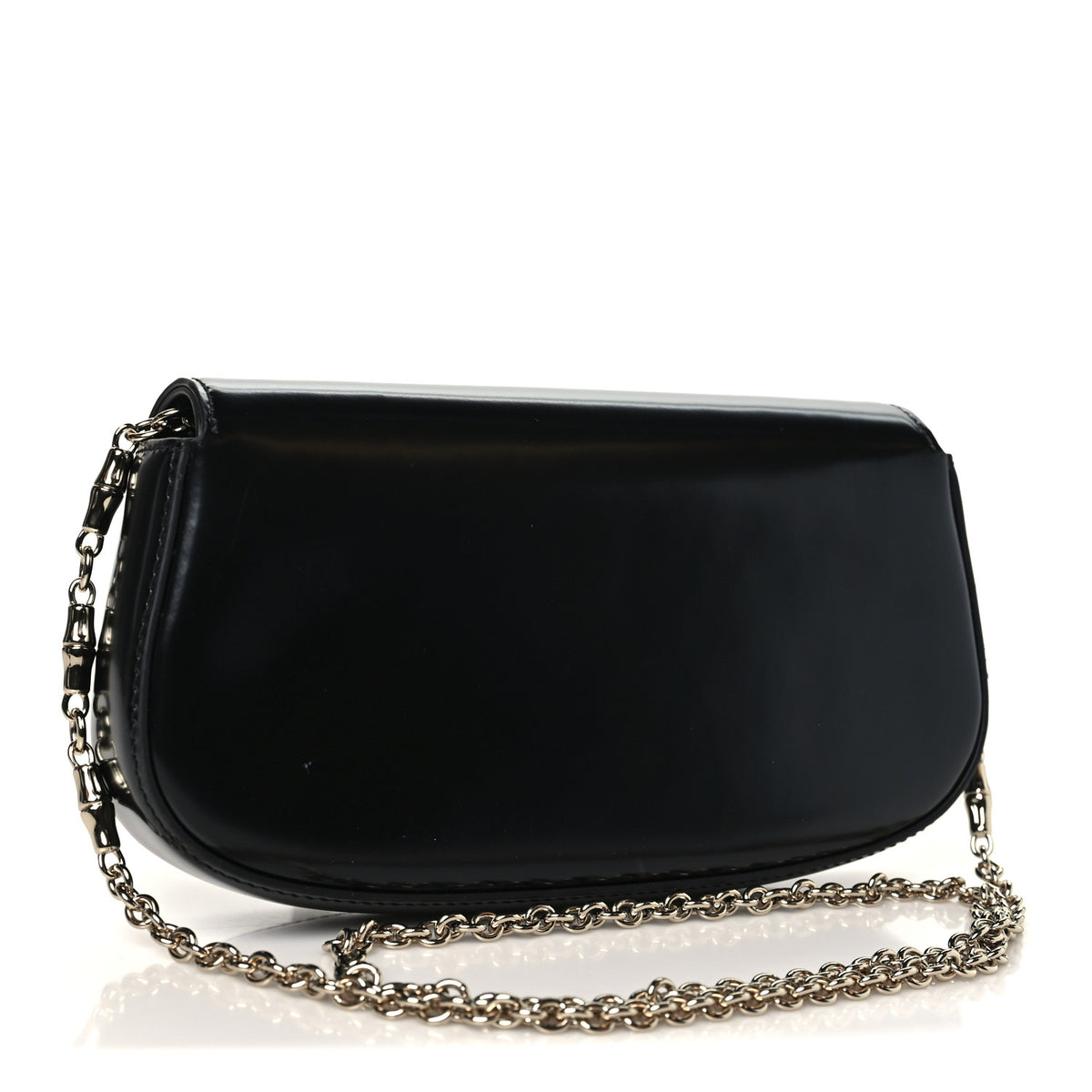 Gucci Shiny Calfskin Small Bamboo Night Bag Black 3 of 11