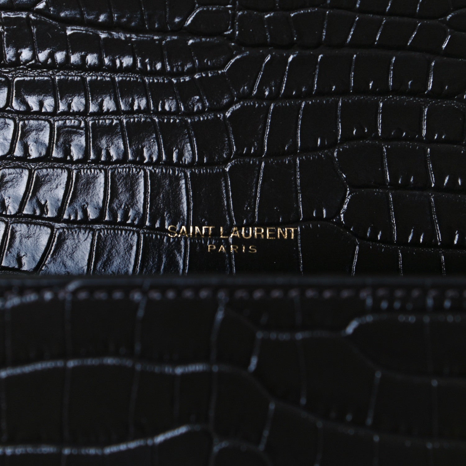 Saint Laurent Calfskin Crocodile Embossed Small Classic Monogram Kate Tassel Satchel Pebble 6 of 7