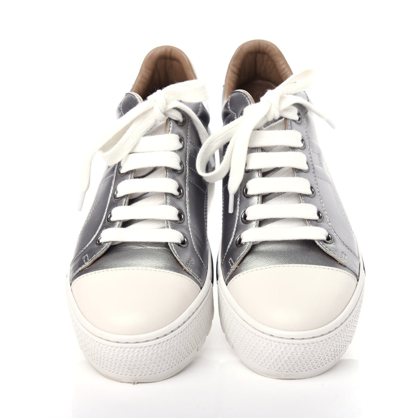 Metallic Epsom Womens Voltage Sneakers 35 Gris Argente Vieilli Black