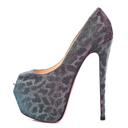 Christian Louboutin Lame Leopard Highness 160 Pumps 35.5 Turquoise Violet 1 of 14
