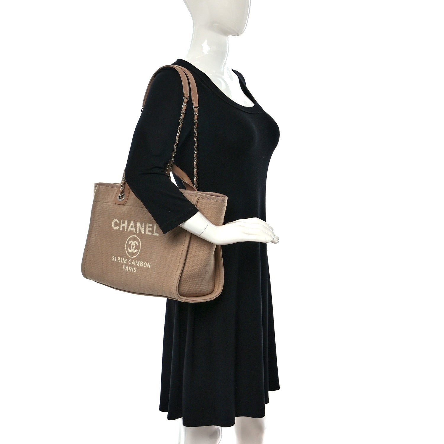 Chanel Mixed Fibers Small Deauville Tote Beige 2 of 10