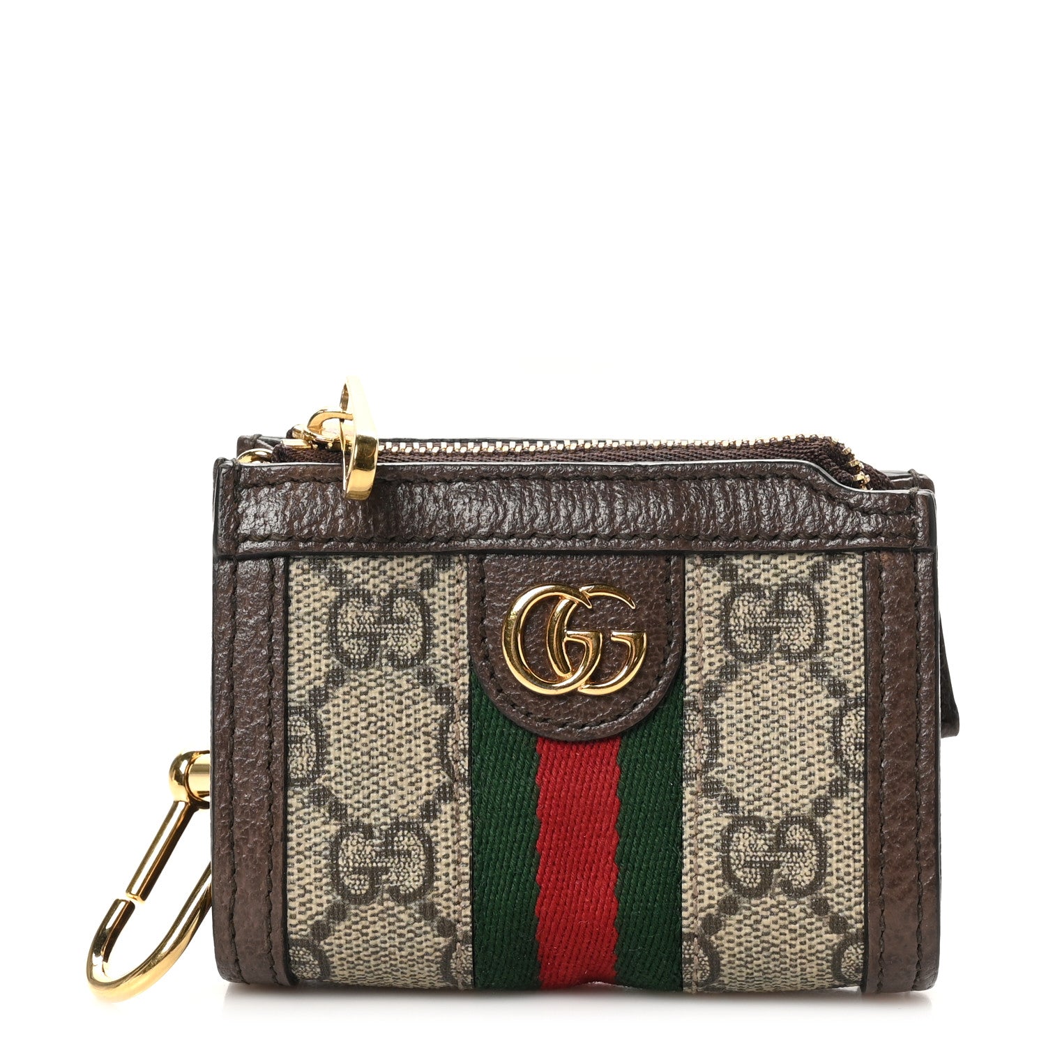Gucci GG Supreme Monogram Web Ophidia Card Case Beige New Acero 1 of 8