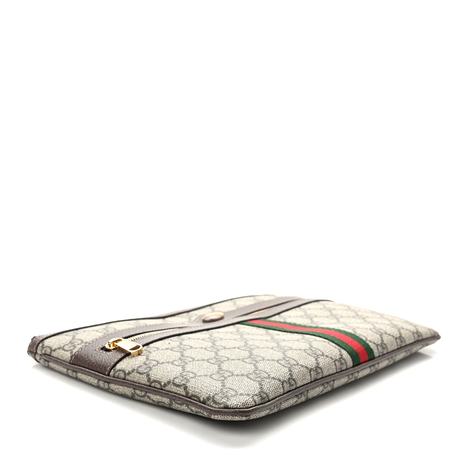 Gucci GG Supreme Monogram Large Ophidia Pouch Clutch Brown 3 of 9