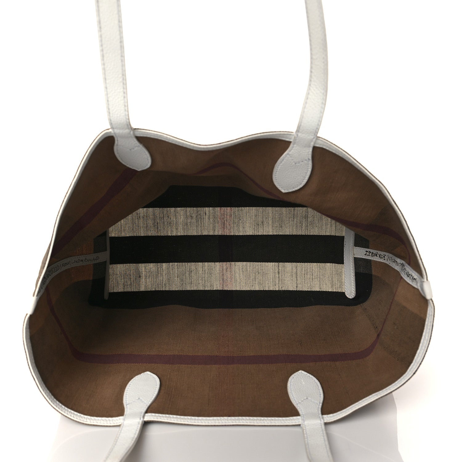 Burberry Coated Canvas Mega Check Medium Doodle Tote White 5 of 9