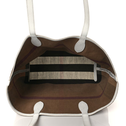 Burberry Coated Canvas Mega Check Medium Doodle Tote White 5 of 9