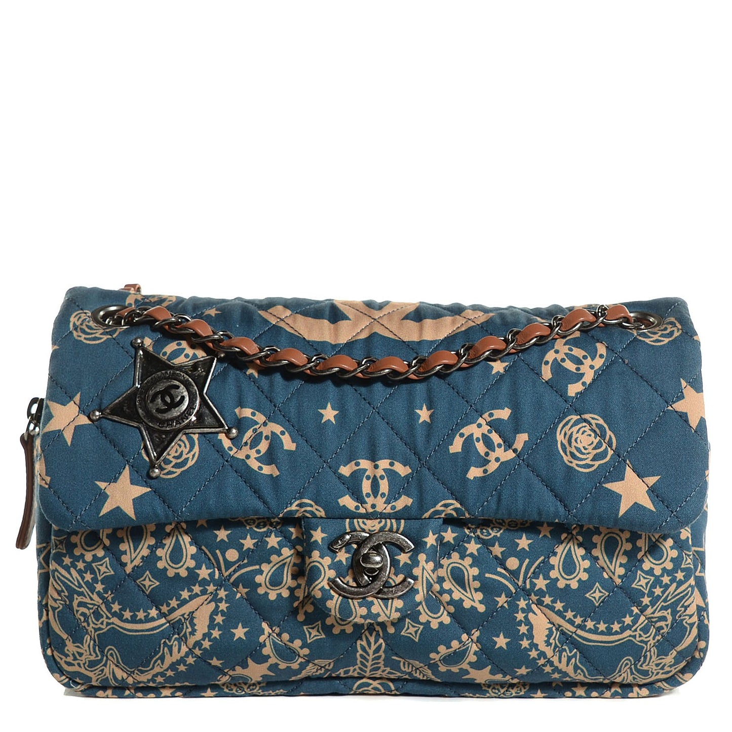 Cotton Quilted Paris Dallas Medium Bandana Flap Blue