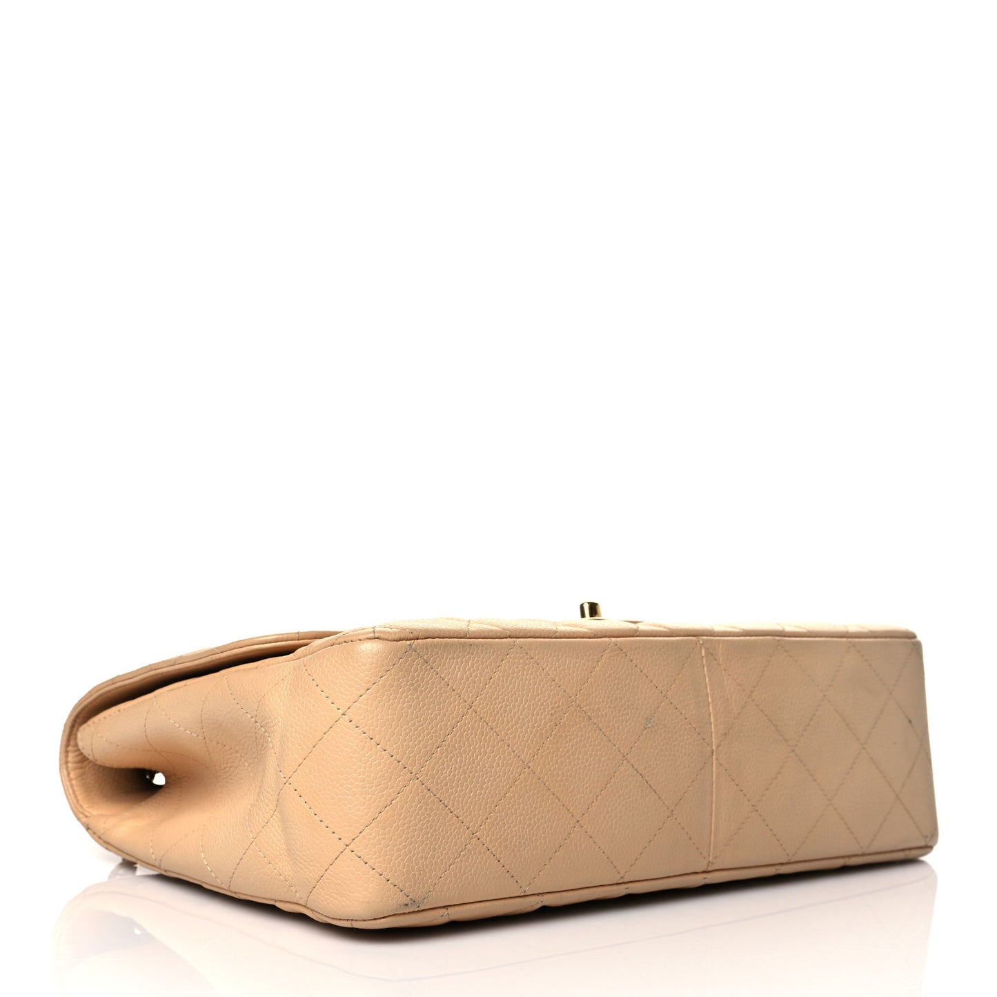 Caviar Quilted Jumbo Single Flap Beige