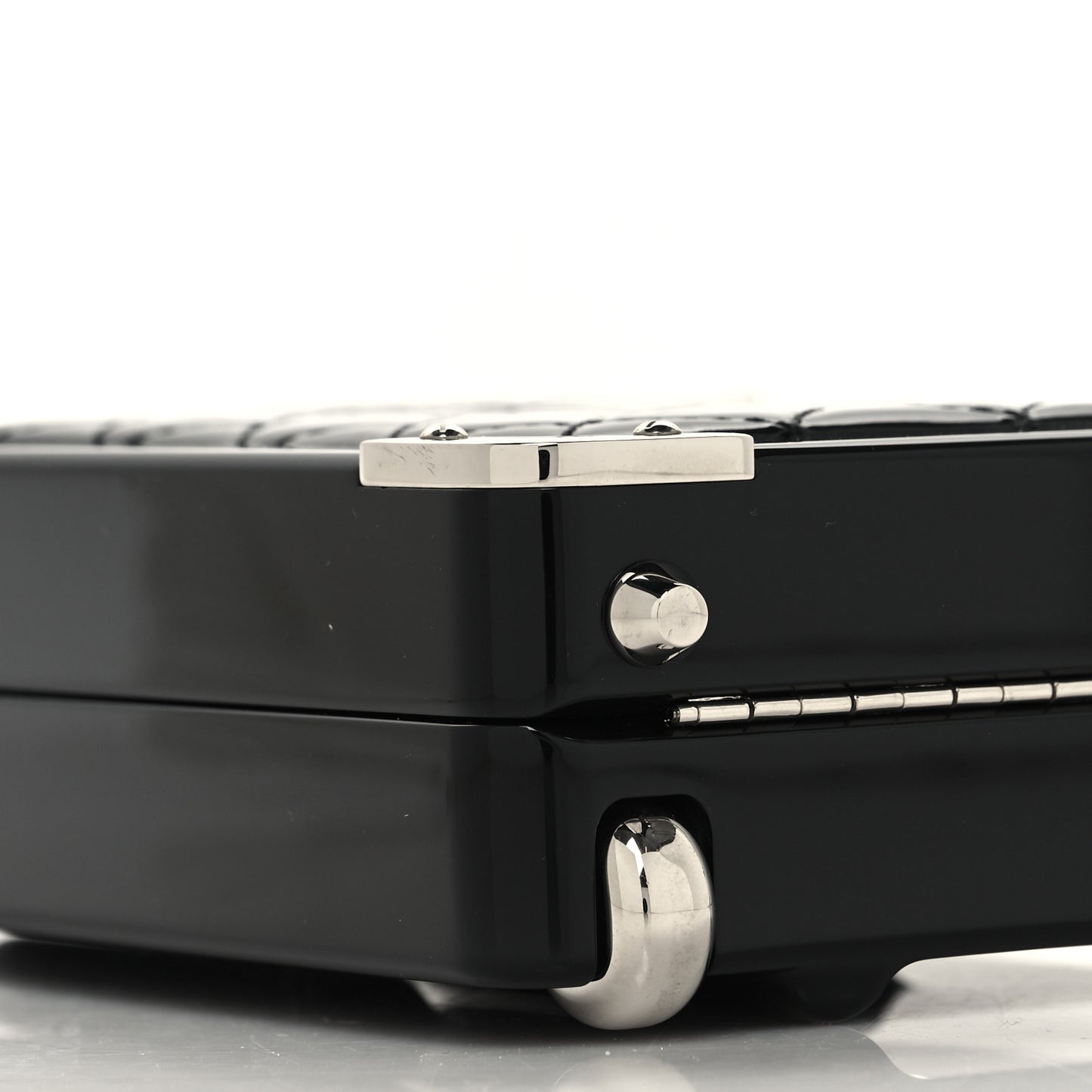 Plexiglass Patent Evening In The Air Mini Trolley Minaudiere Clutch Black Gold