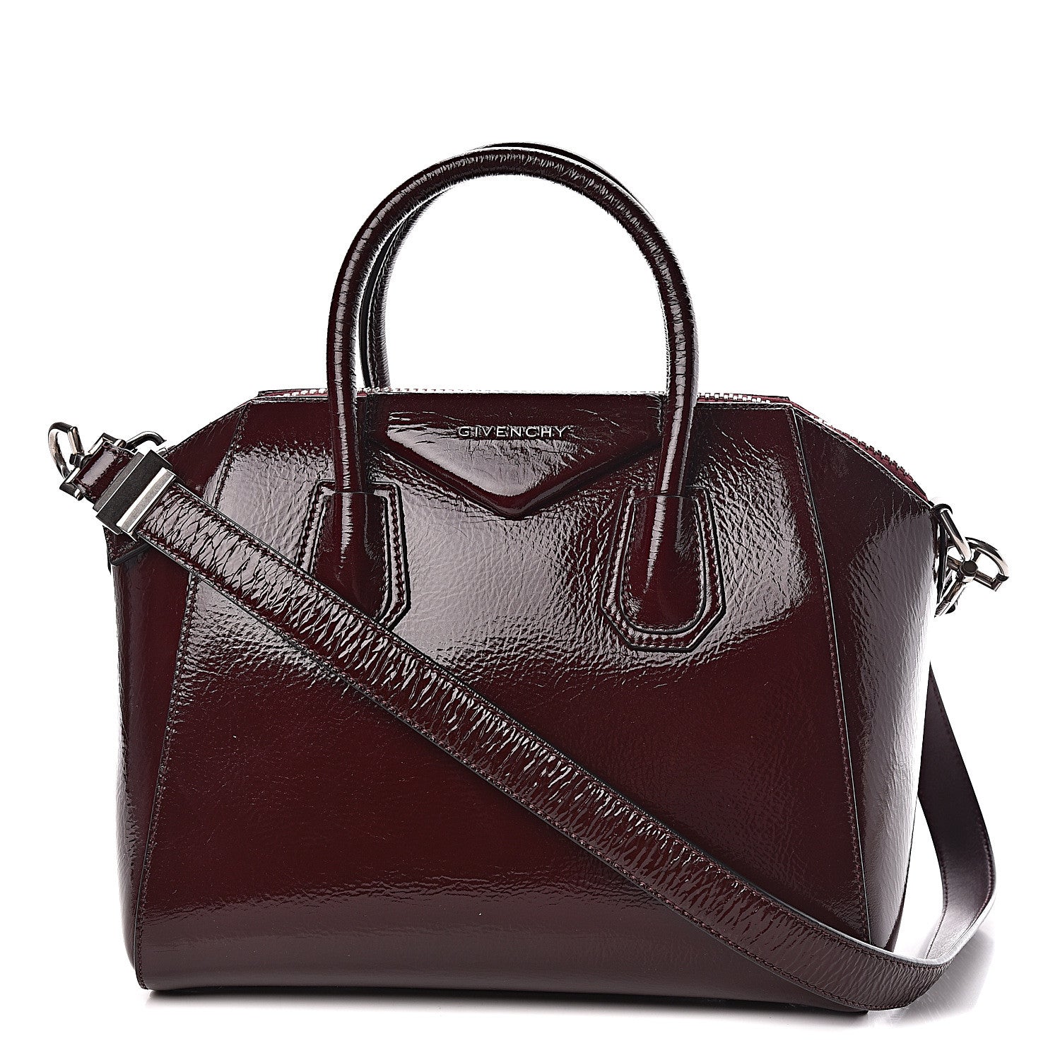 Givenchy Crinkled Patent Deerskin Small Antigona Aubergine 1 of 11
