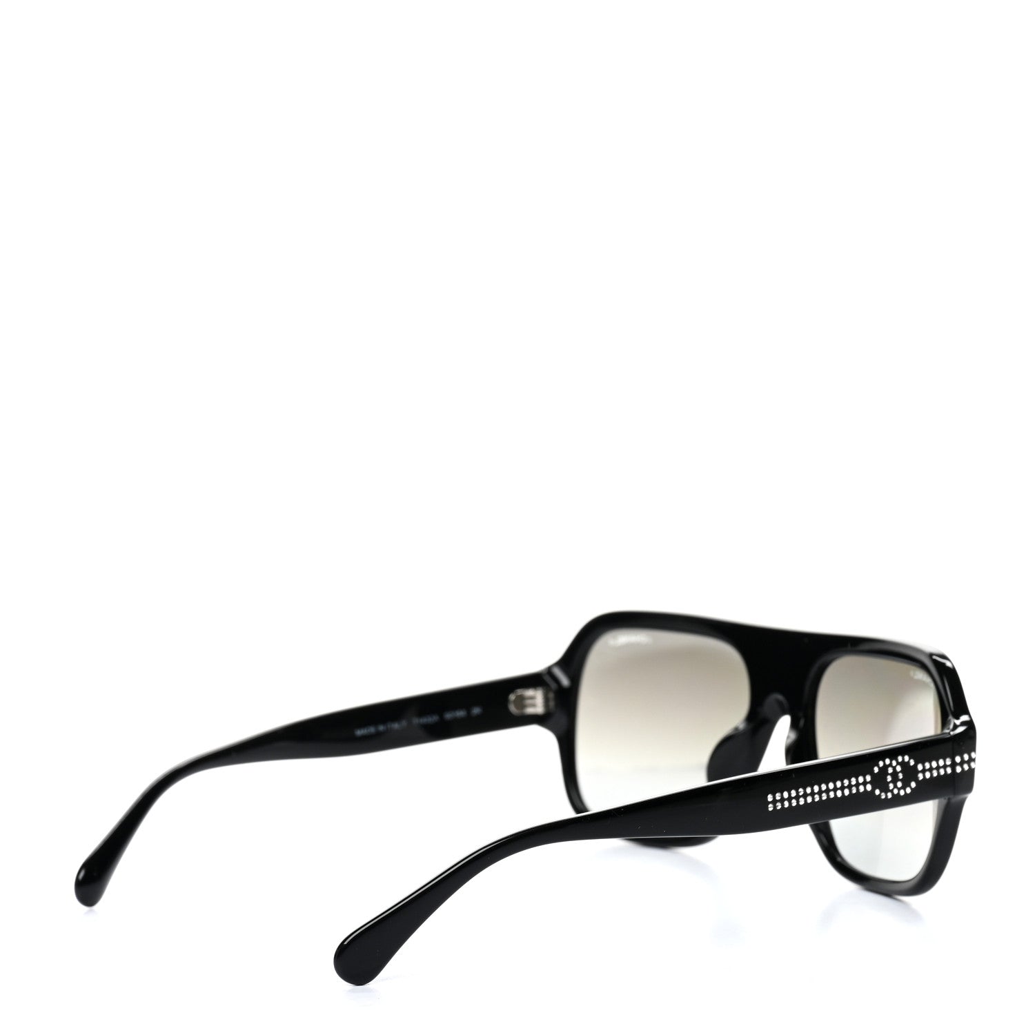 Chanel Crystal CC Shield Sunglasses 71432A Black Silver 4 of 7
