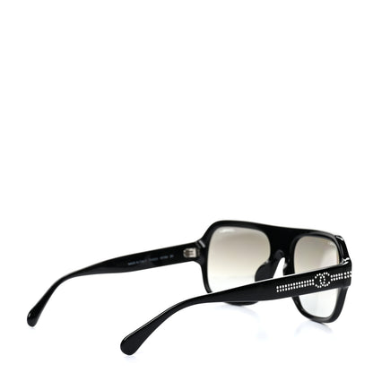 Chanel Crystal CC Shield Sunglasses 71432A Black Silver 4 of 7