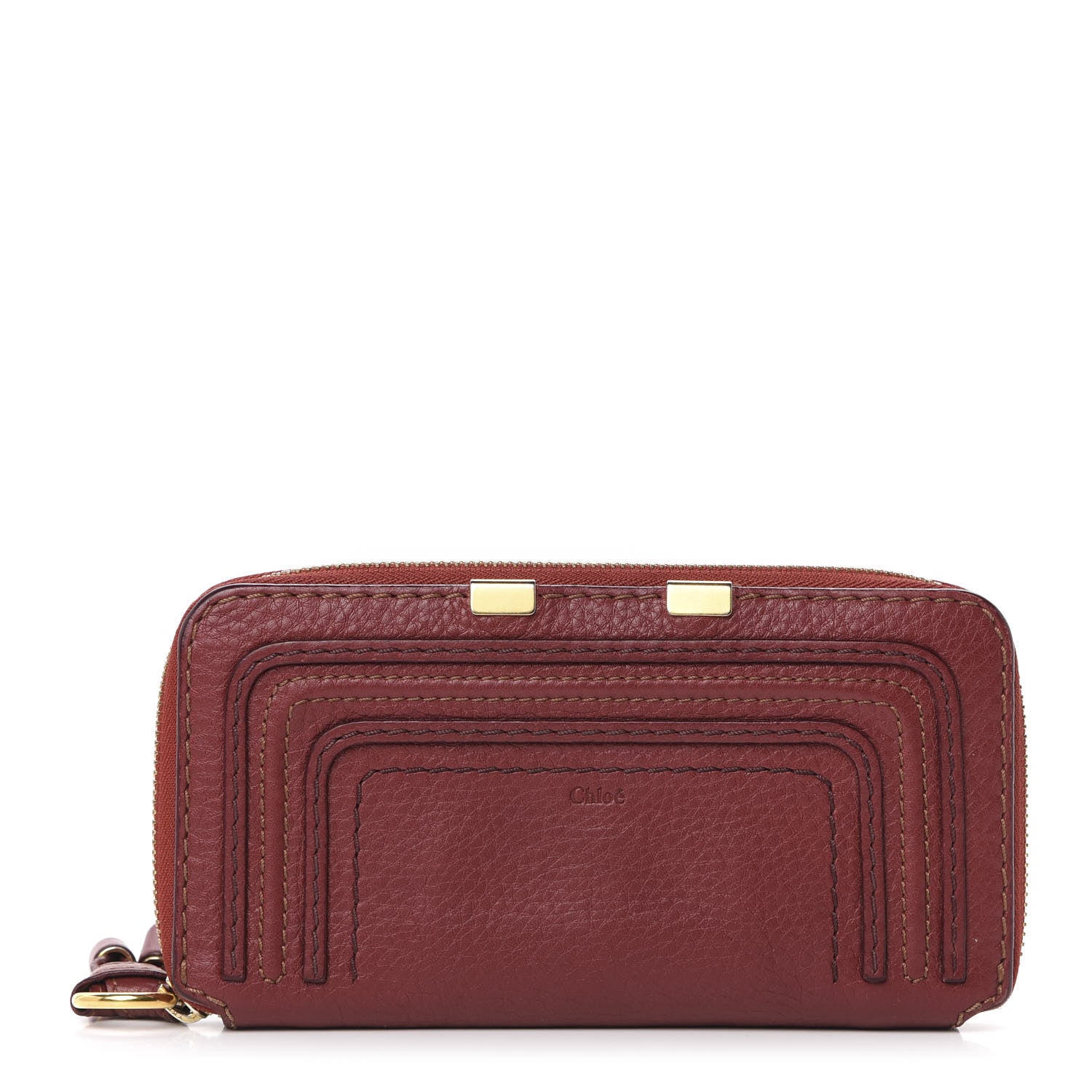 Chloe Grained Calfskin Marcie Long Zip Around Wallet Red 1 of 14
