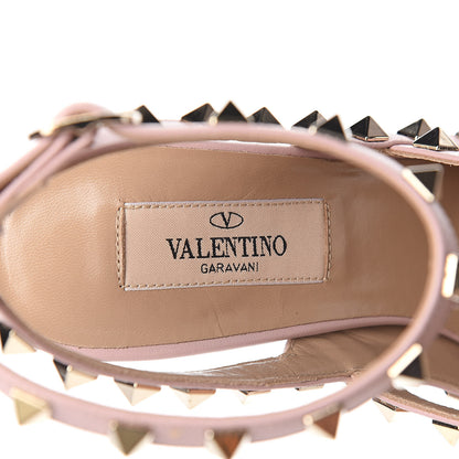 Valentino Garavani Pebbled Calfskin Rockstud Ankle Strap Pumps 36.5 Cipria 7 of 9