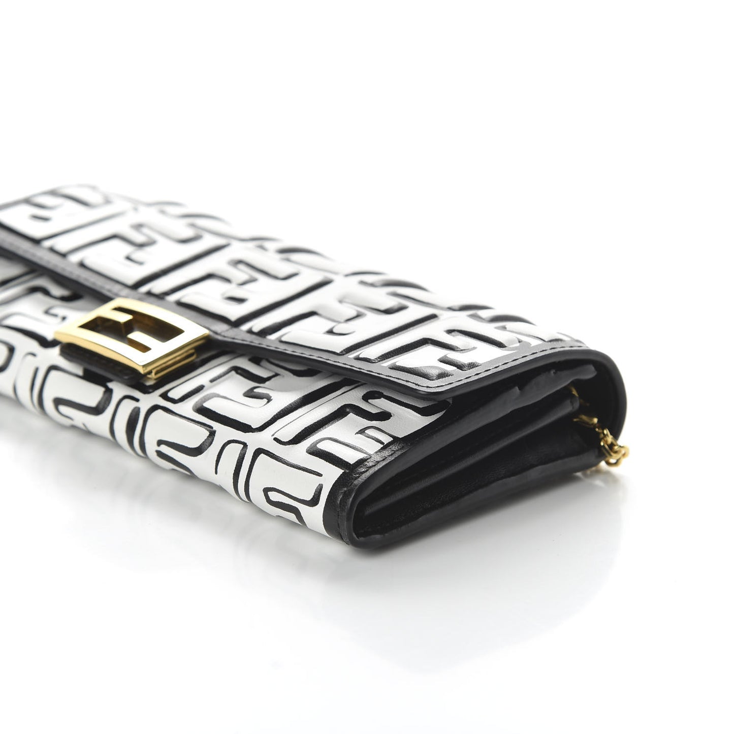 X JOSHUA VIDES Nappa FF Embossed Continental Wallet on Chain White Black