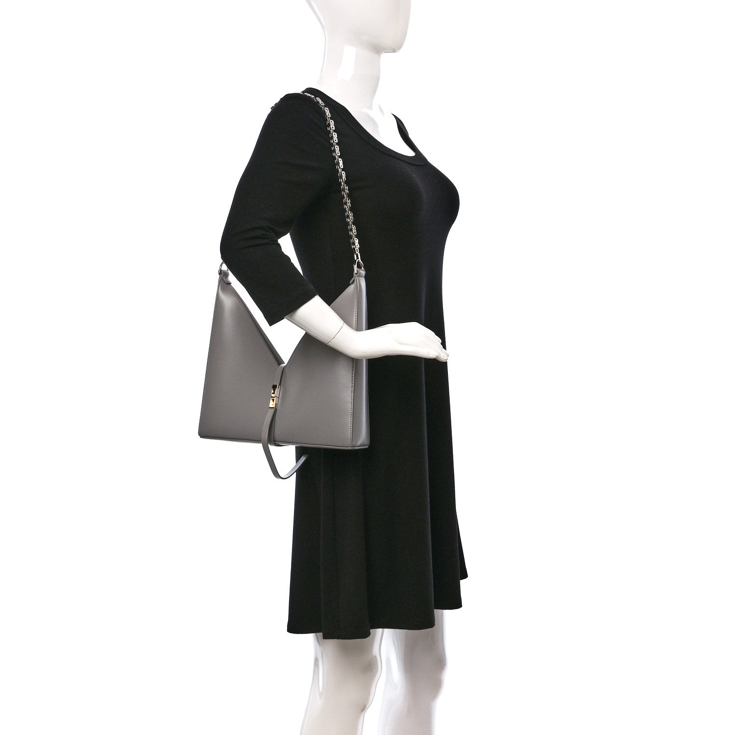 Givenchy Box Calfskin Small Cut Out Shoulder Bag Cloud Grey 2 of 9