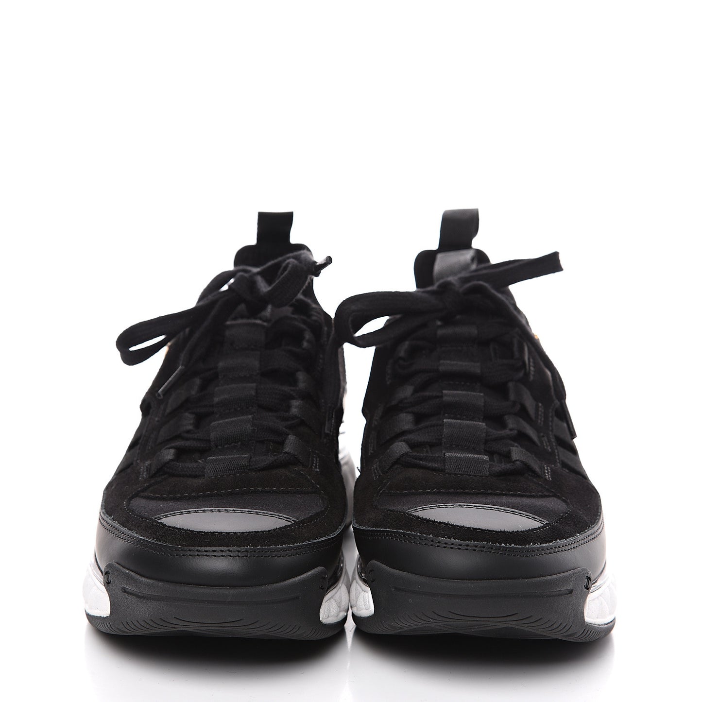 Fabric Calfskin Suede CC Sneakers 37 Black