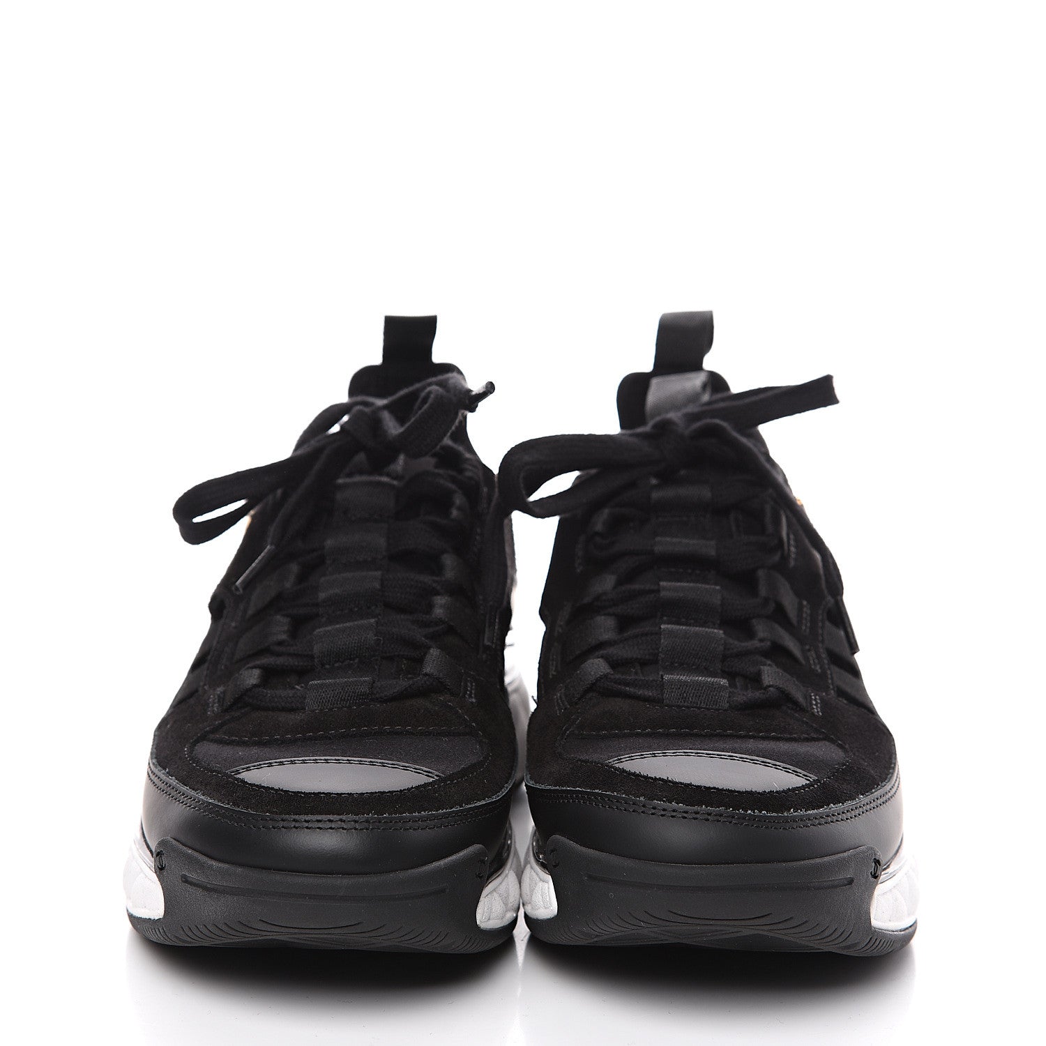 Chanel Fabric Calfskin Suede CC Sneakers 37 Black 2 of 8