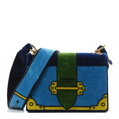 Prada Velvet Cahier Shoulder Bag Azzurro 1 of 14