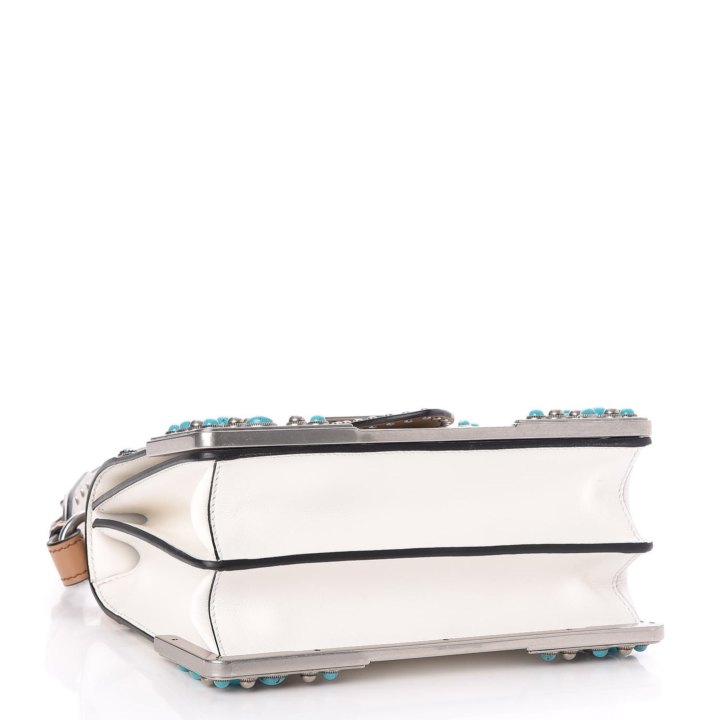 City Calf Studded Folk Cahier Bag White Caramel