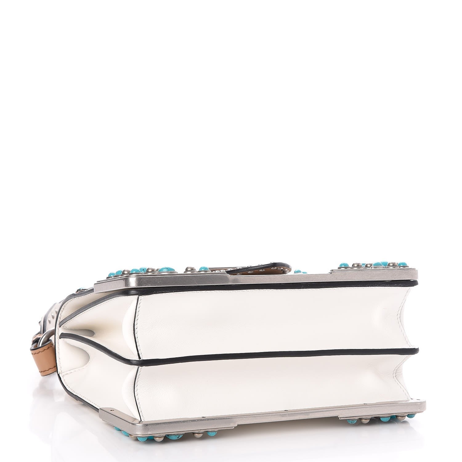 Prada City Calf Studded Folk Cahier Bag White Caramel 4 of 8