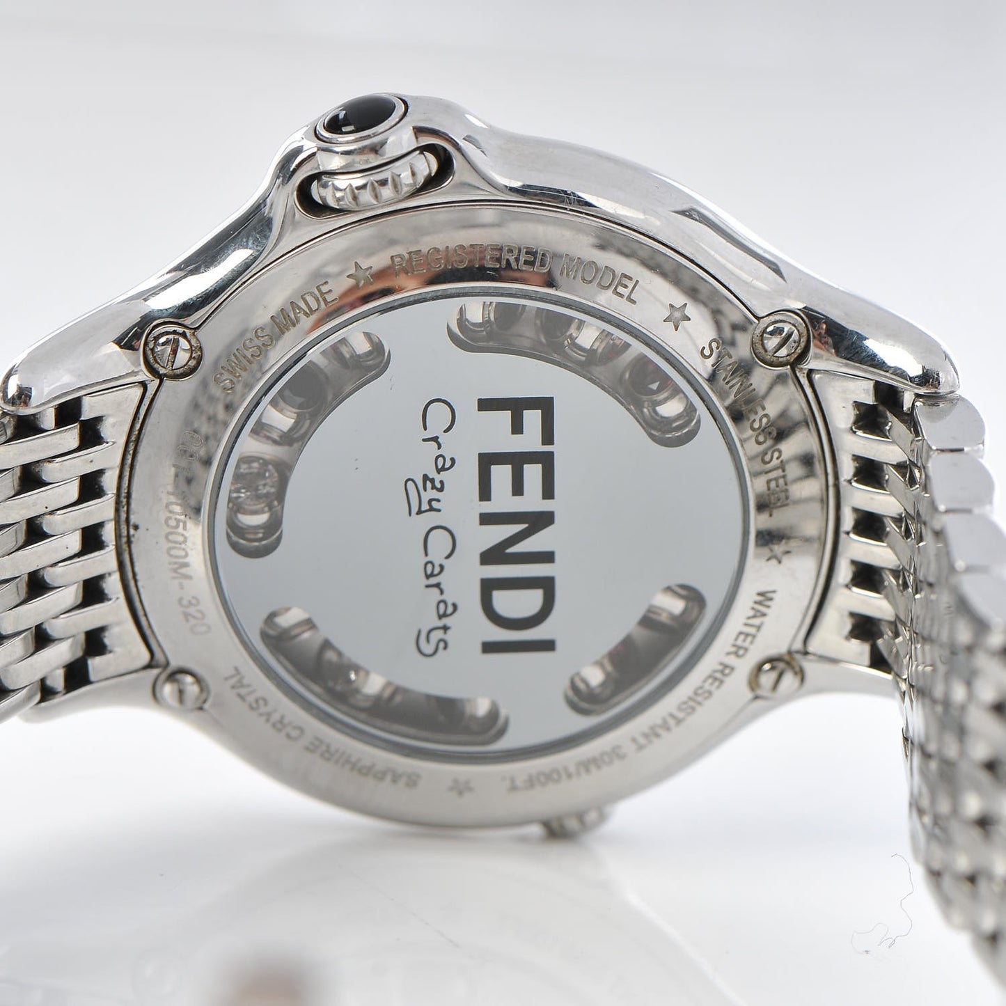Stainless Steel Diamond Topaz 38mm Crazy Carats Rotating Gem Quartz Watch