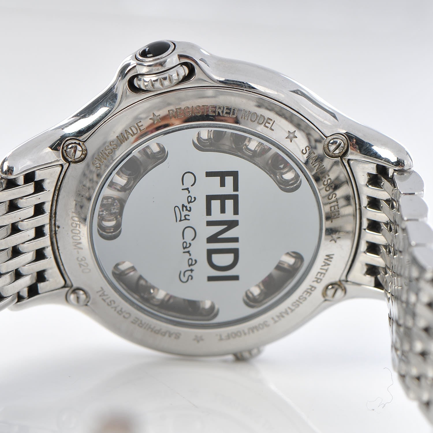 Fendi Stainless Steel Diamond Topaz 38mm Crazy Carats Rotating Gem Quartz Watch 10 of 10