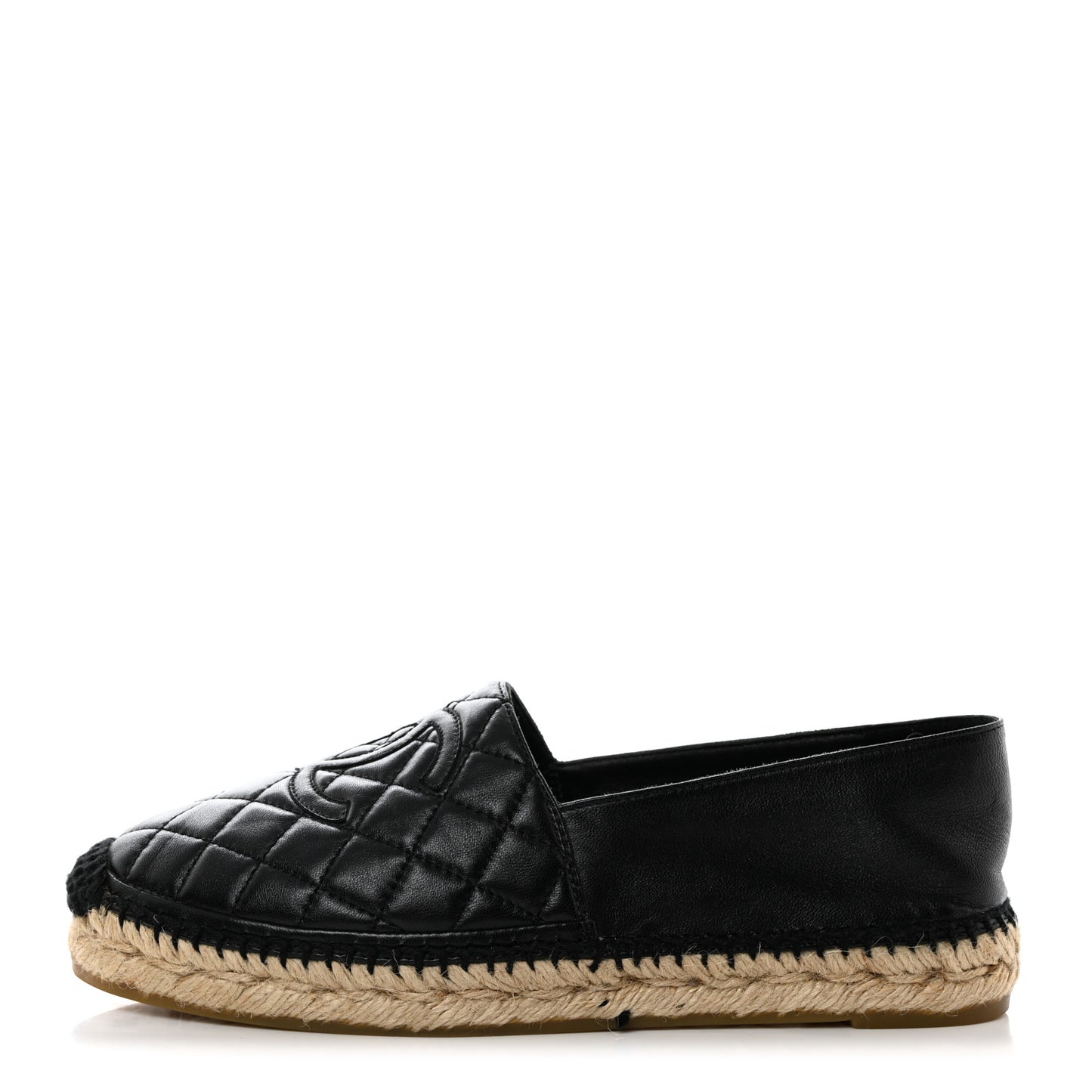 Lambskin Quilted CC Espadrilles 38 Black