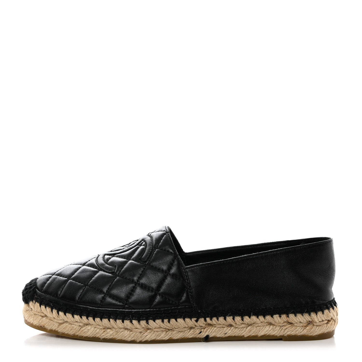 Chanel Lambskin Quilted CC Espadrilles 38 Black 1 of 8