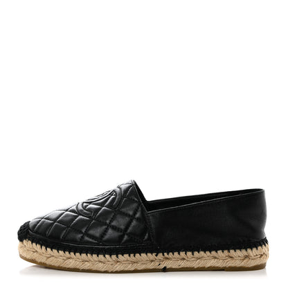 Chanel Lambskin Quilted CC Espadrilles 38 Black 1 of 8