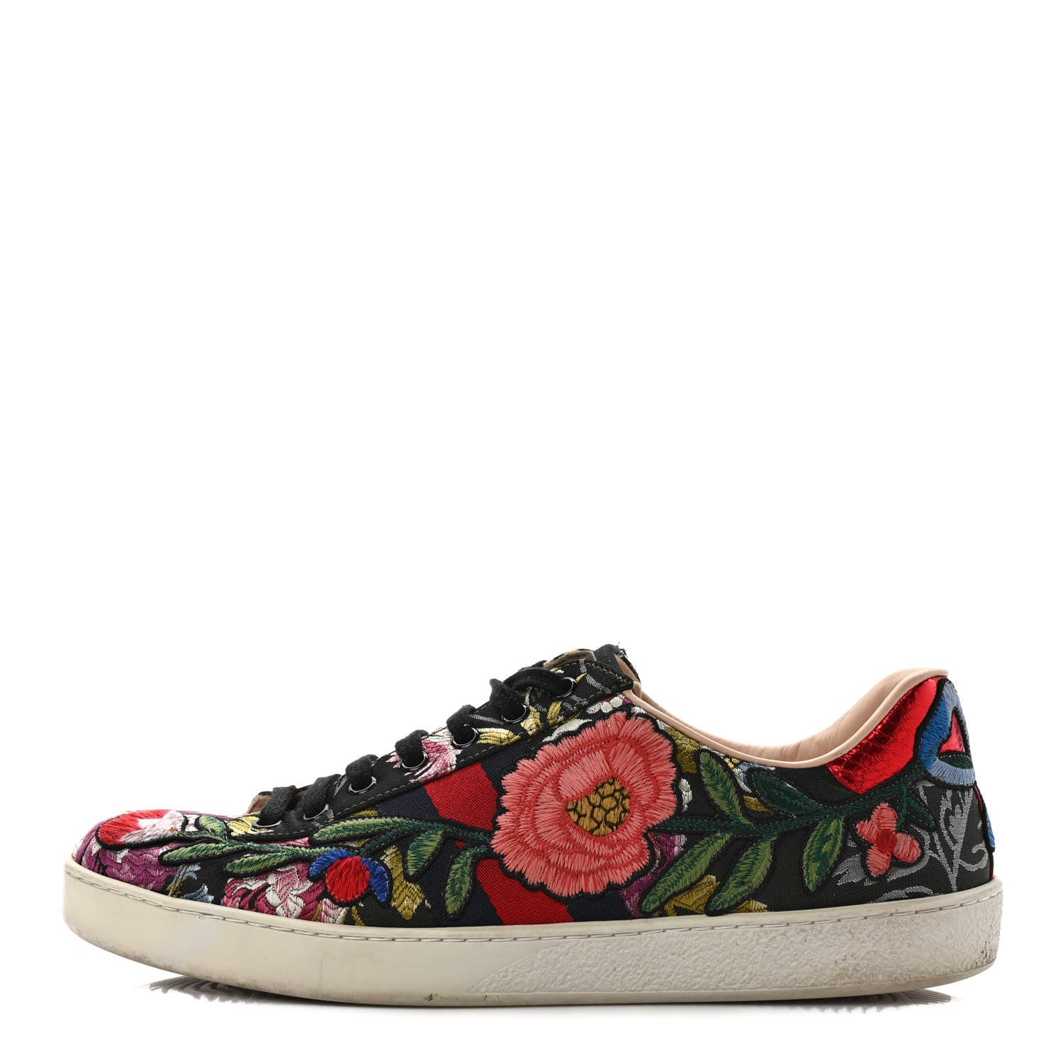 Gucci Lurex Brocade Web Nappa Ace Sneakers 9 Black Pink Oro Vecchio 1 of 10
