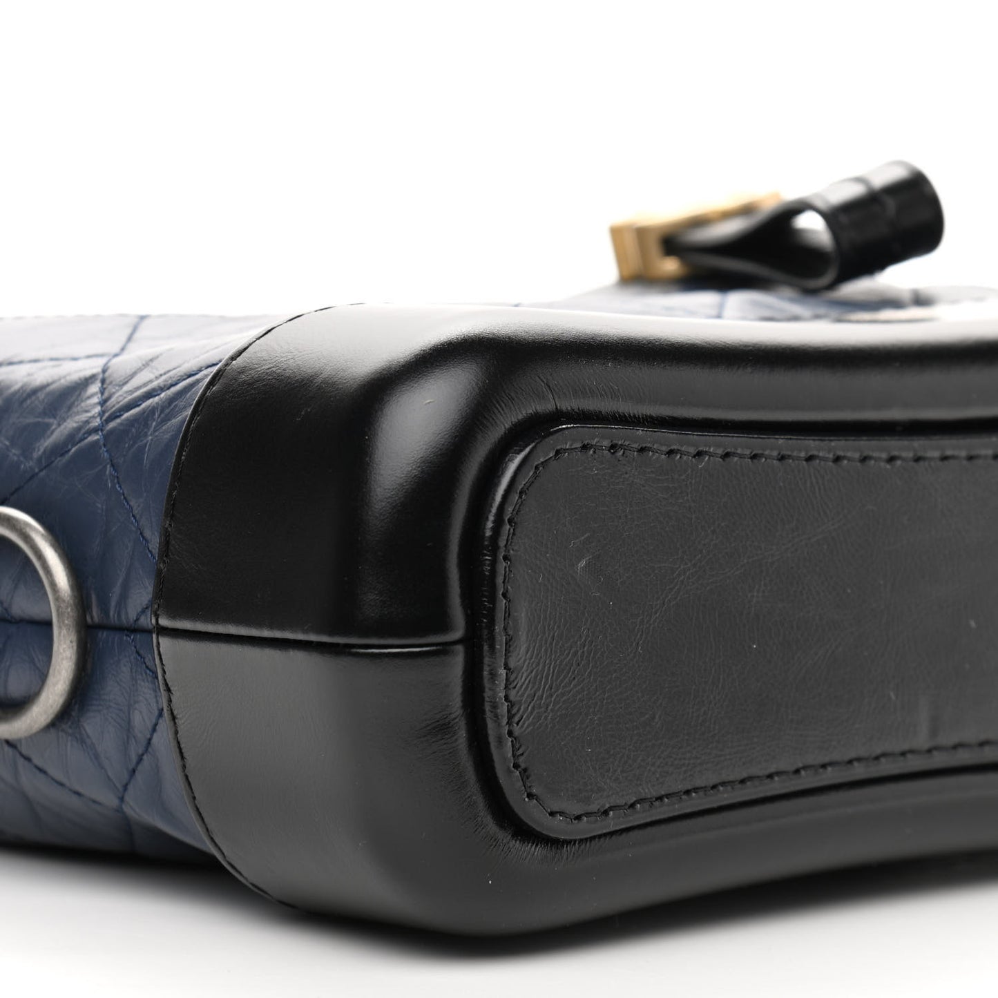 Aged Calfskin Quilted Small Gabrielle Hobo Navy Black
