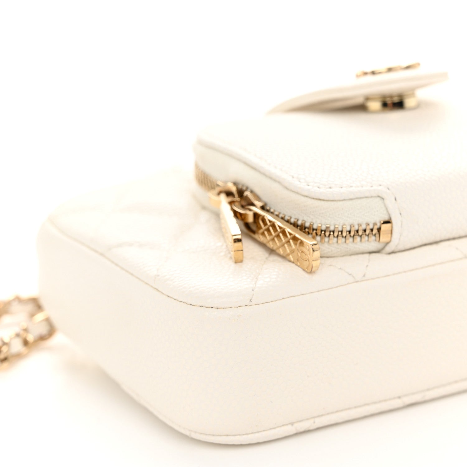 Chanel Caviar Quilted Business Affinity Phone Holder With Chain White 9 of 11