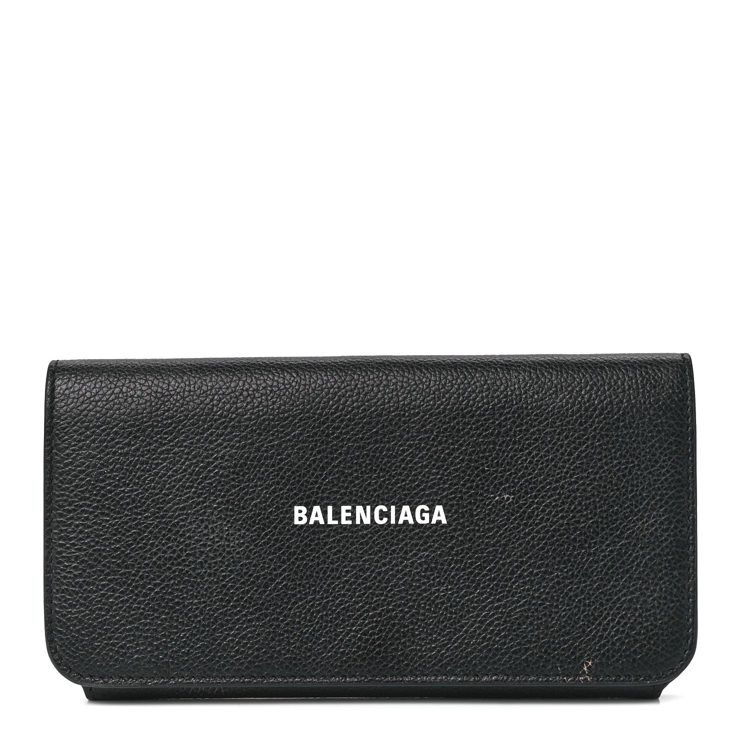Balenciaga Grained Calfskin Logo Cash Thin Money Wallet Black White 1 of 12