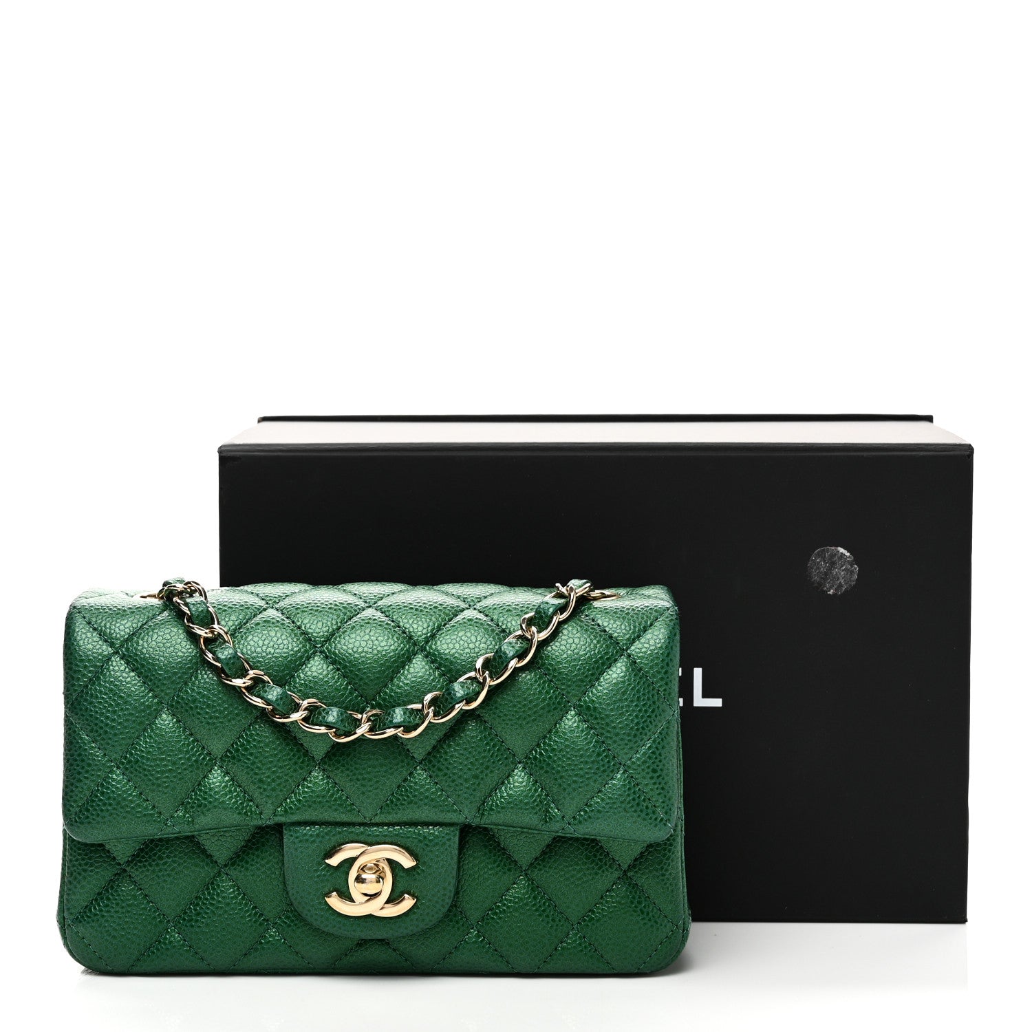Chanel Metallic Caviar Quilted Mini Rectangular Flap Green 11 of 11