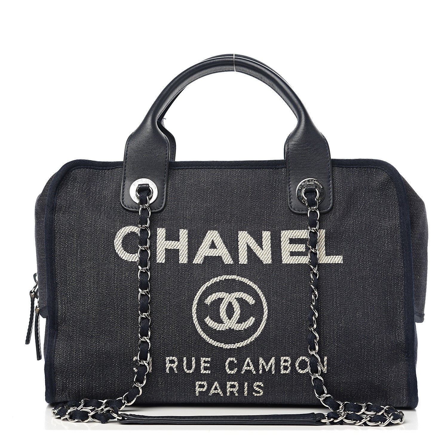 Chanel Denim Deauville Bowling Bag Dark Blue 1 of 11