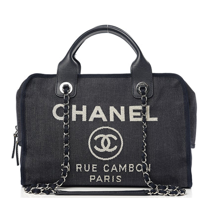Chanel Denim Deauville Bowling Bag Dark Blue 1 of 11