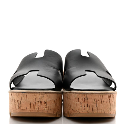 Hermes Calfskin Cork Eze 30 Sandals 41 Black 2 of 9