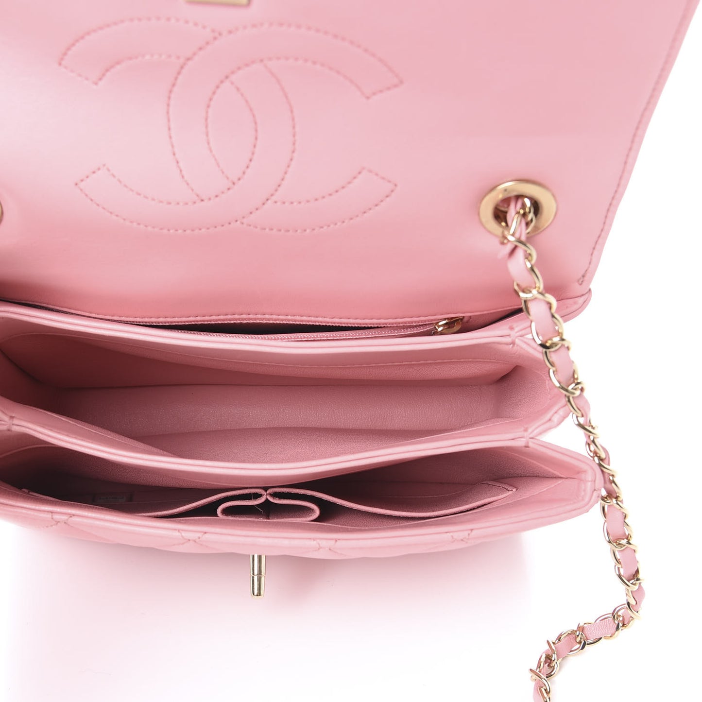 Lambskin Quilted Small Trendy CC Flap Dual Handle Bag Pink