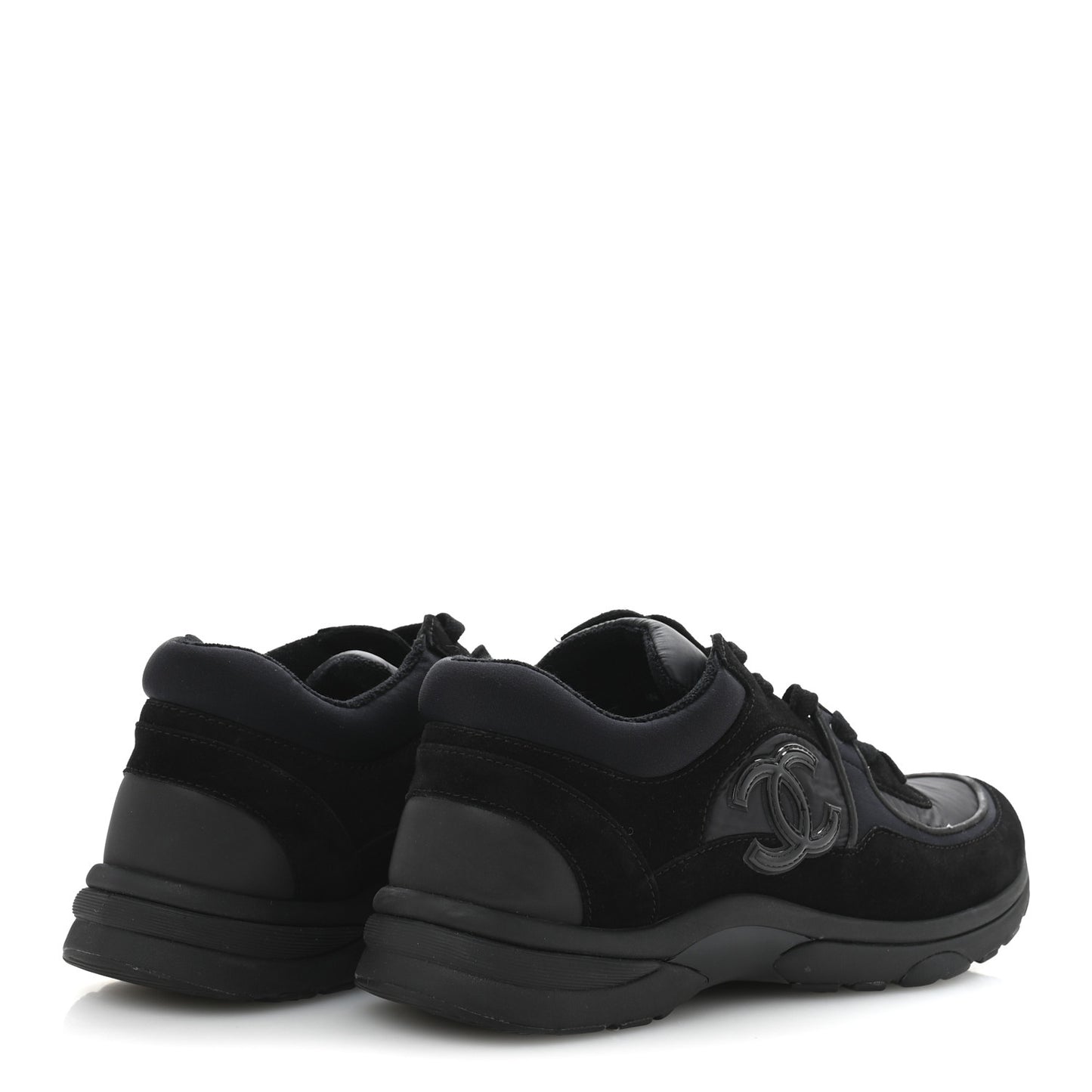 Fabric Calfskin Suede CC Sneakers 40 Black