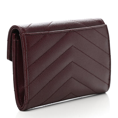 Saint Laurent Grain De Poudre Matelasse Chevron Small Monogram Envelope Wallet Bordeaux 3 of 6