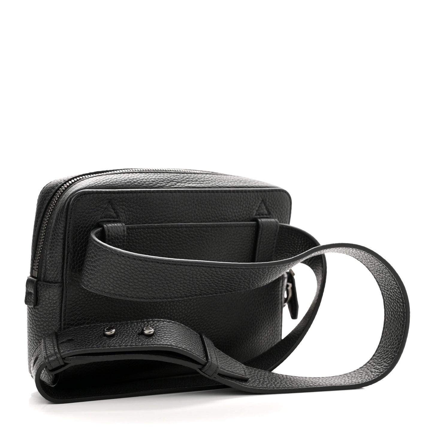 Grained Calfskin Zip Around Convertible Bag Black