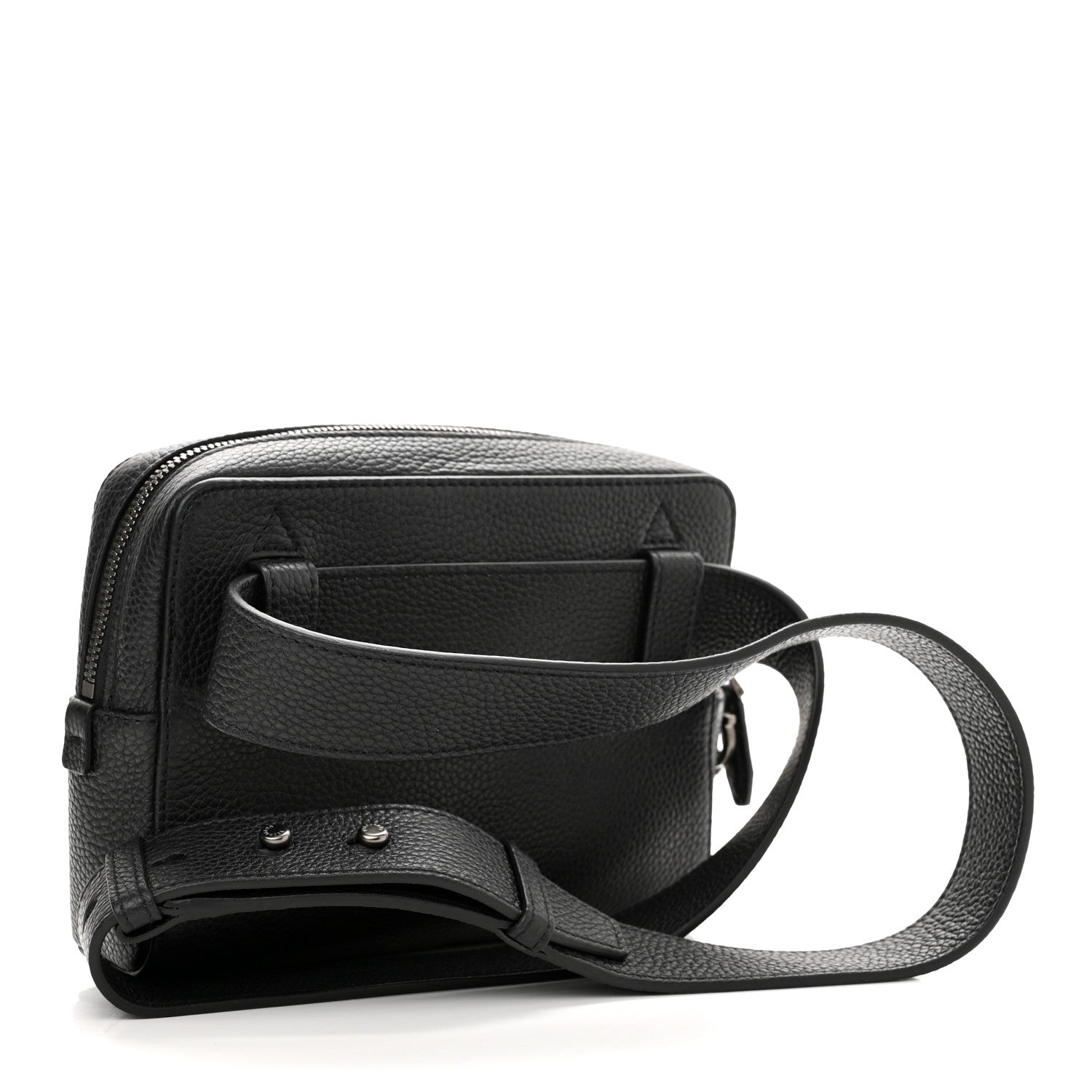 Salvatore Ferragamo Grained Calfskin Zip Around Convertible Bag Black 3 of 9