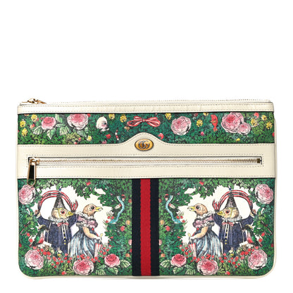 Gucci X YUKO HIGUCHI Canvas Calfskin GG Web Yuko Higuchi Print Large Ophidia Pouch Clutch White 1 of 11