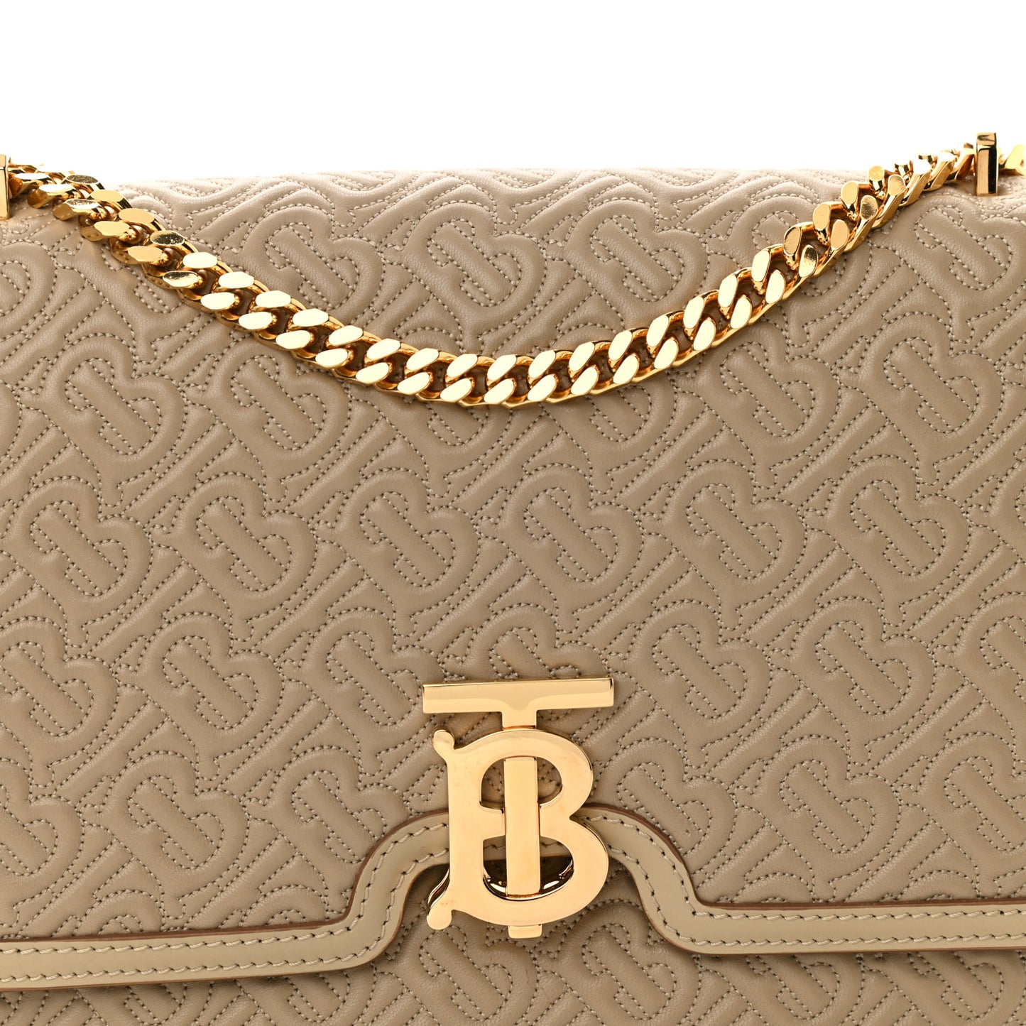 Calfskin Monogram Embossed Medium TB Chain Bag Honey