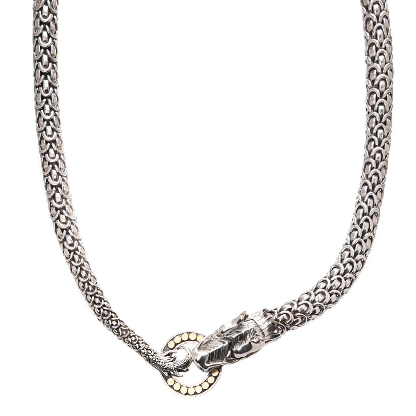 Sterling Silver 18K Yellow Gold Naga Dragon Collar Necklace