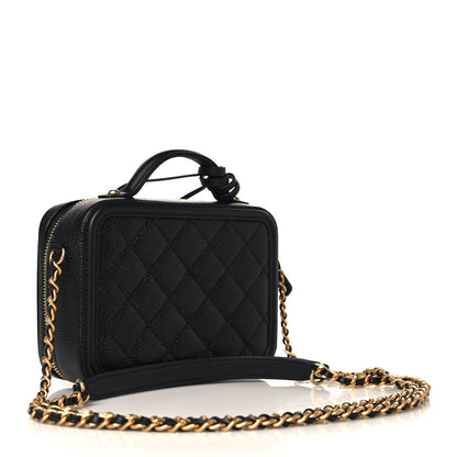 Chanel Caviar Quilted Small CC Filigree Vanity Case Black 3 of 10