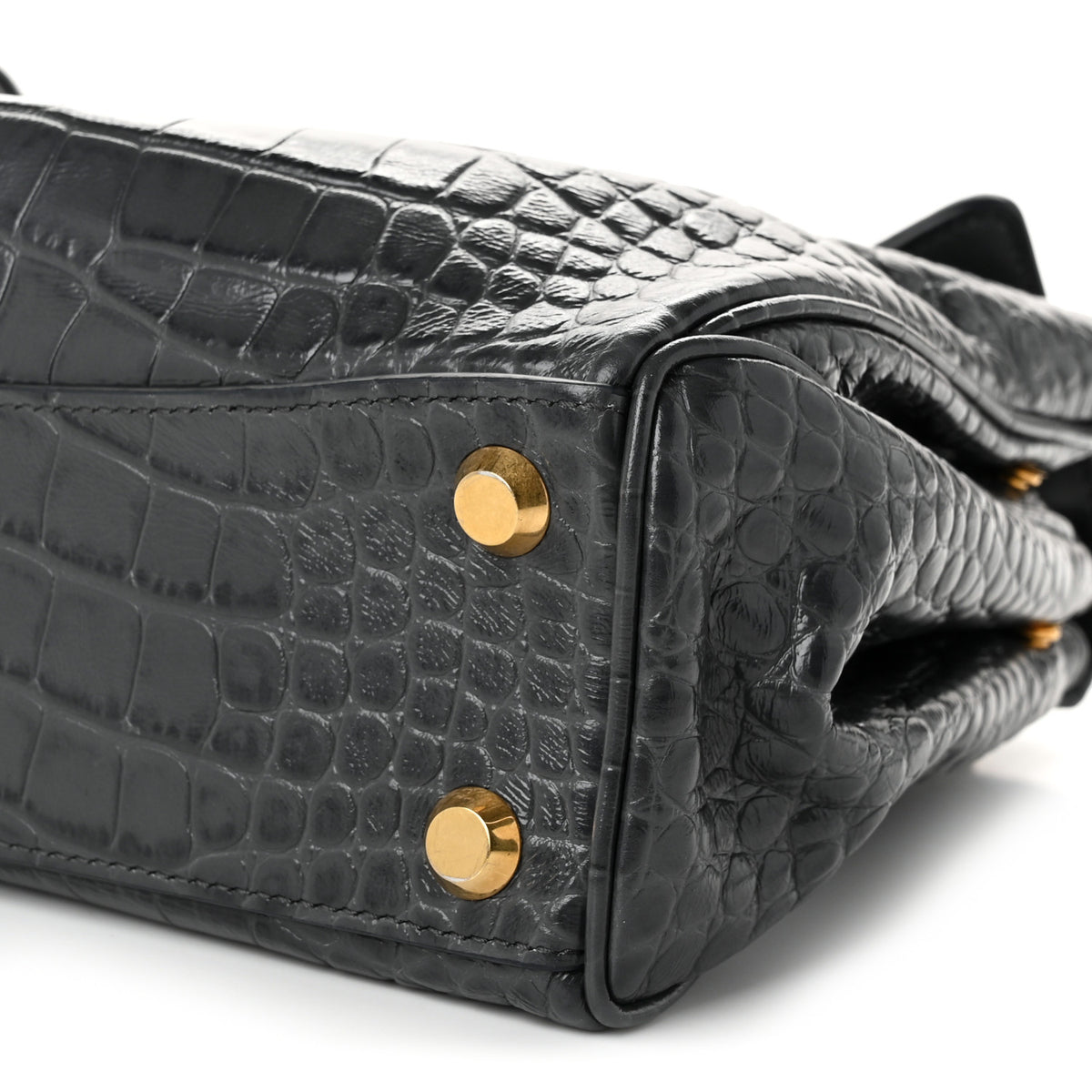 Balenciaga Shiny Calfskin Crocodile Embossed Small Rodeo Top Handle Handbag Volcanic Rock 11 of 11