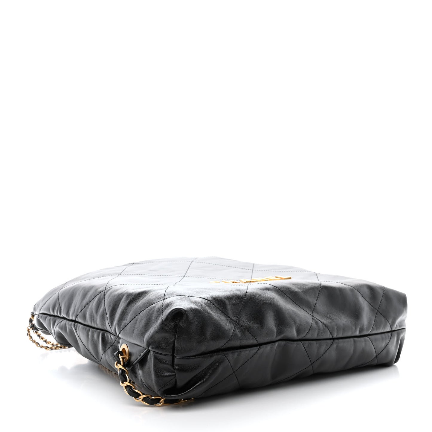 Shiny Calfskin Quilted Chanel 22 Backpack Black