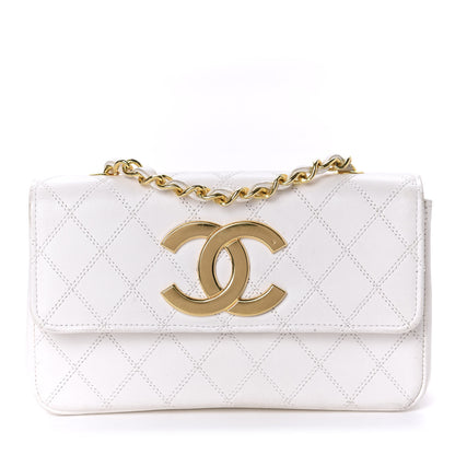 Chanel Calfskin Diamond Double Stitch Flap White 1 of 22