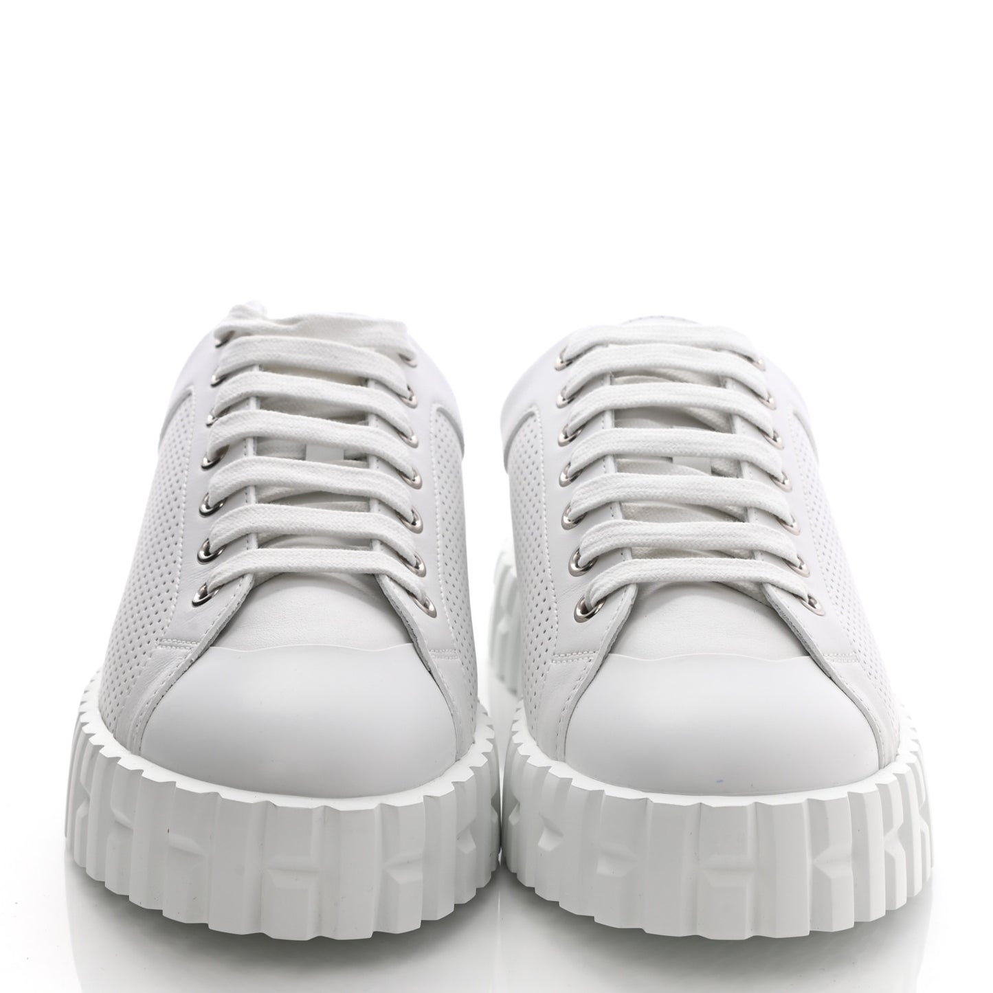 Perforated Calfskin Cross Sneakers 37 White